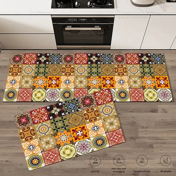 Tapis de cuisine rétro antidérapant