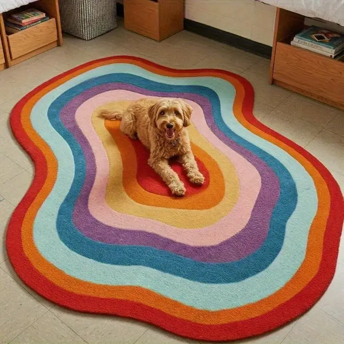Tapis irrégulier couleur Dopamine