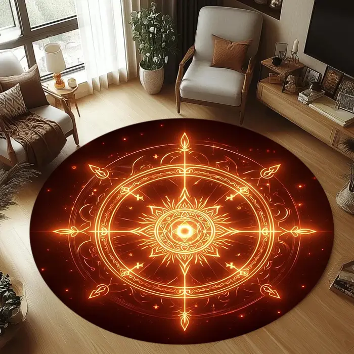 Tapis circulaire magique mystique, motif pentagramme, zone enchanteresse, pour salon, chambre à couc