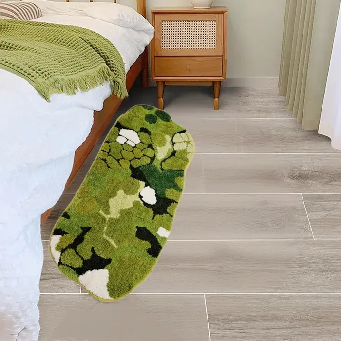 Tapis de chevet floqué en mousse de forêt