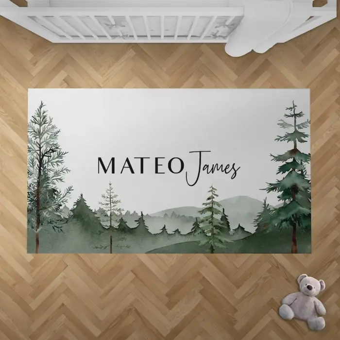 Tapis de forêt personnalisé avec nom