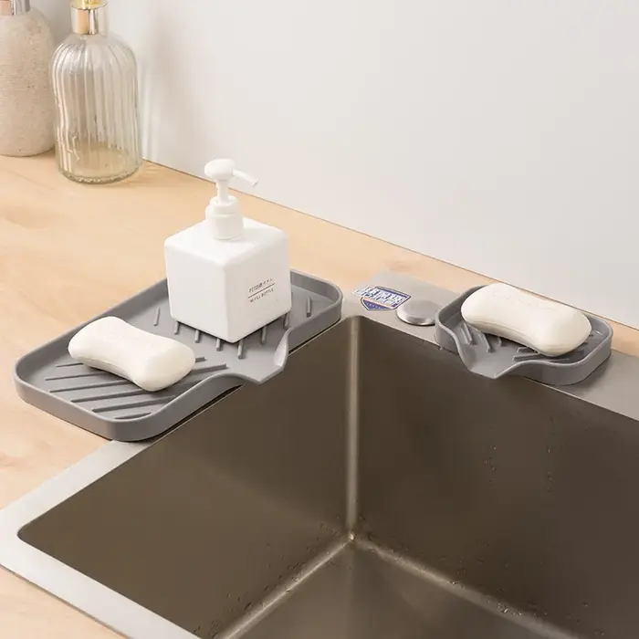 Support de rangement en silicone pour évier de cuisine avec égouttoir