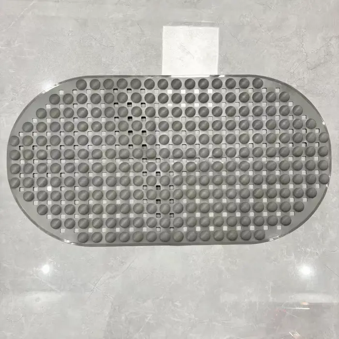 Tapis de bain ovale 35x66cm, antidérapant, texture diagonale, tapis de douche avec ventouses, résist