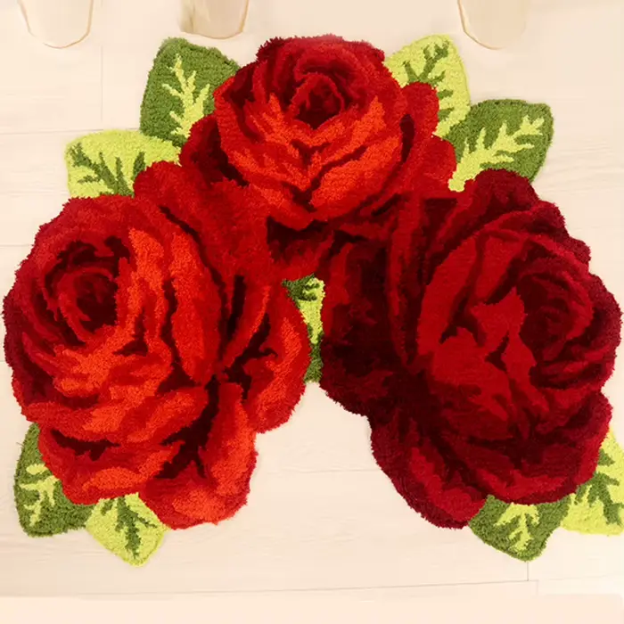 Tapis de sol capitonné en forme de Rose, forte Absorption d'eau, antidérapant, pour salon, chambre à