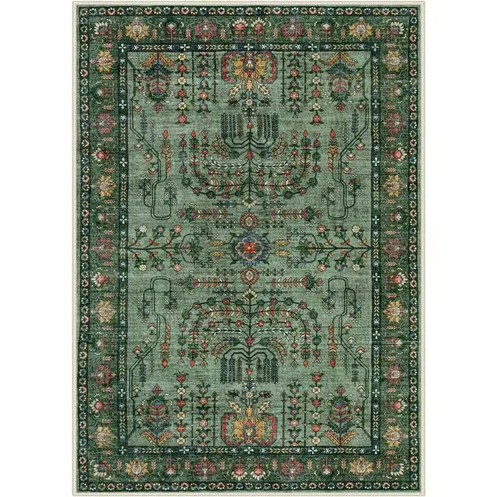Tapis d'appoint vintage oriental persan, tapis de sol floral rose bohème pour salon, tapis antidérap