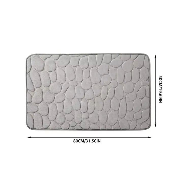 1 tapis de bain en galets gaufrés, tapis de sol absorbant en mousse à mémoire de forme, tapis de porte antidérapant, tapis de sol intérieur, accessoires de salle de bain