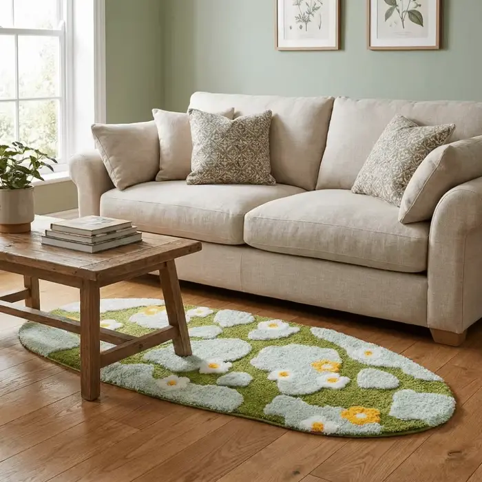 Tapis de décoration intérieure irrégulier en imitation cachemire
