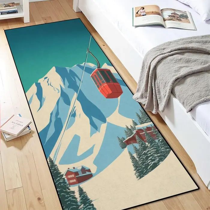 Tapis de sol vintage à motif de montagne, style moderne, antidérapant, pour salon