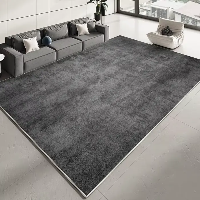 Tapis moderne gris foncé uni pour salon et chambre à coucher