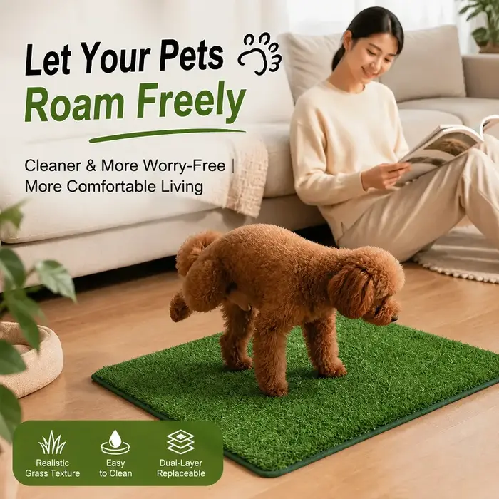 Tapis d'herbe artificielle pour chien réutilisable et lavable, tapis d'entraînement à la propreté écologique, antidérapant, accessoire pour animaux de compagnie, facile à nettoyer, gazon doux