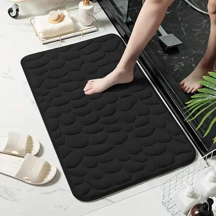 Tapis de bain premium 1 pièce / Tapis de bain super absorbant à motif pierre haute fréquence, tapis 