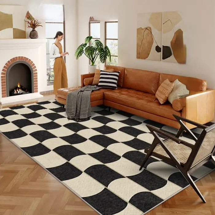 Tapis rétro américain pour décoration de salon et de chambre à coucher, doux, antidérapant, pour la 