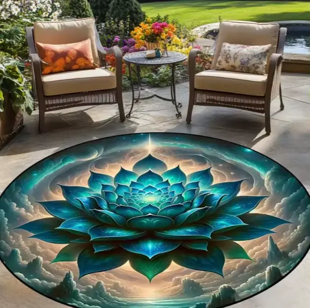 Tapis circulaire à motifs bohèmes