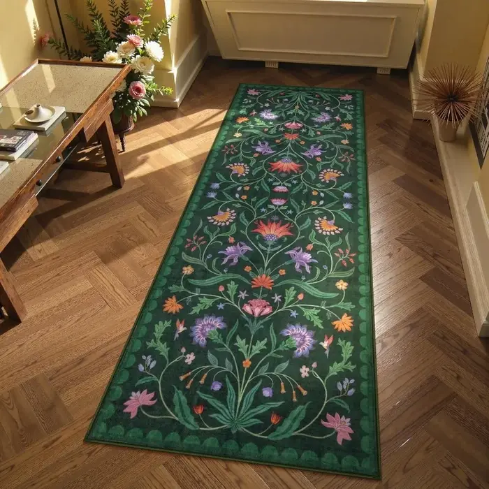 Tapis de chemin de vigne florale Boho