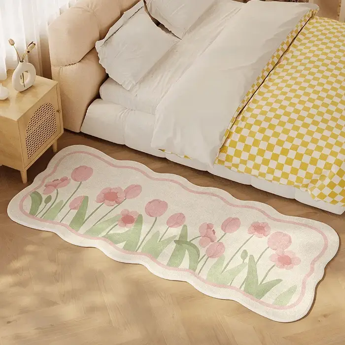 Tapis de sol en peluche à fleurs