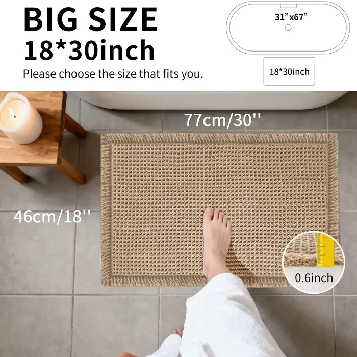 Tapis de bain gaufré super absorbant antidérapant