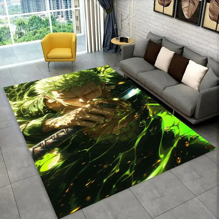Tapis de dessin animé Zoro One P-Piece pour salle de jeux, chambre à coucher, salon, canapé, décorat