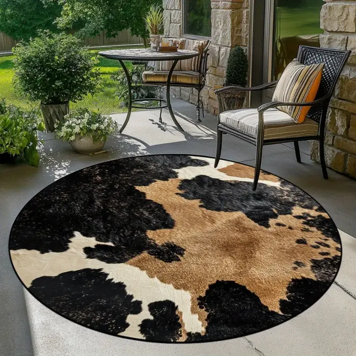 Tapis rond imprimé vache