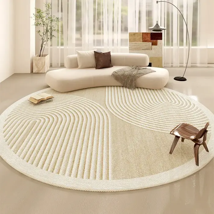 Tapis rond Beige de grande taille