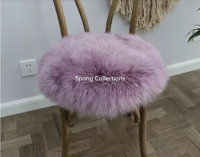 Tapis de sol en laine de mouton Pure 100%, 35/40/45CM, coussin de siège rond, doux et poilu