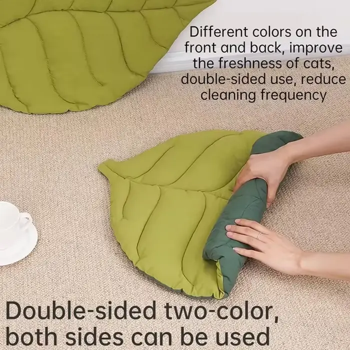 Tapis de lit en coton doux en forme de feuille pour chaton