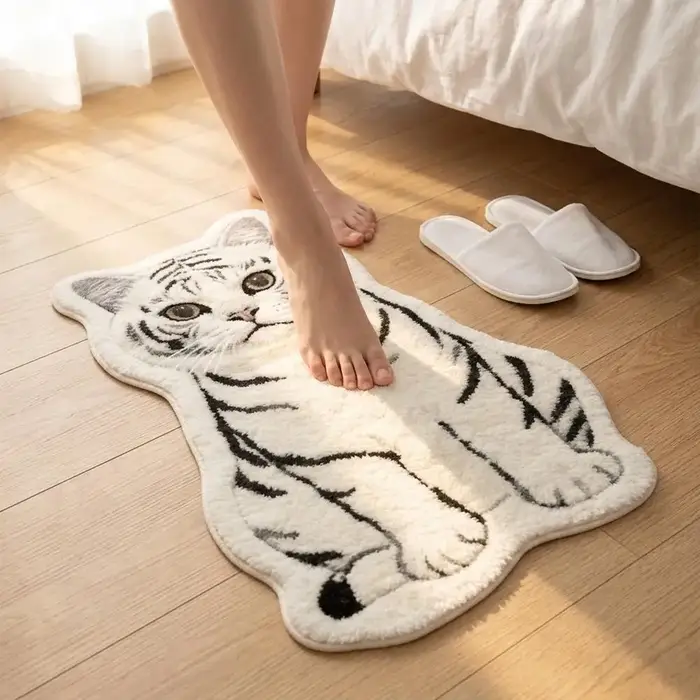 Tapis en imitation cachemire pour chat, doux, pour chambre à coucher, décoration de salon, forme irrégulière, pour les amoureux des chats