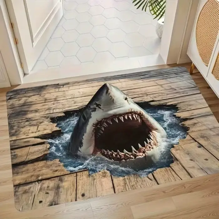 Paillasson d'illusion d'optique 3D d'eau de requin