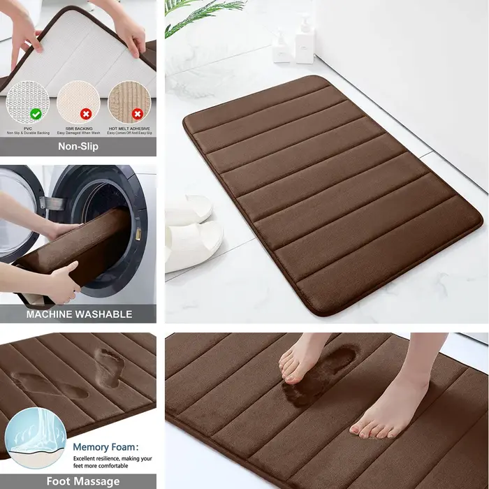 Polymères de bain en mousse à mémoire de forme, extra doux, coordonnants, super absorbants, tapis de bain pour le sol, les pieds, les toilettes