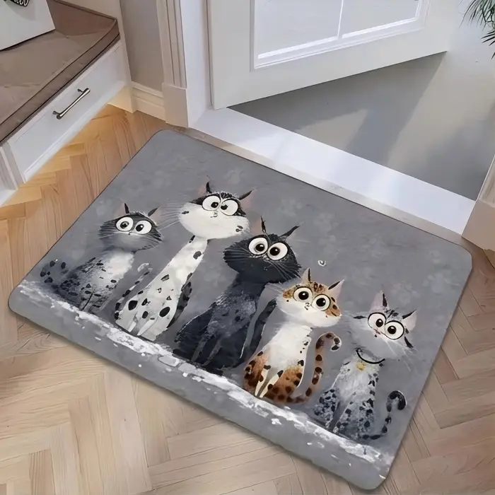 Paillasson amusant à thème animaux de compagnie, chiens de dessin animé (Dalmatien, Bouledogue, Teckel), tapis anti-salissures pour la porte d'entrée, décoration.