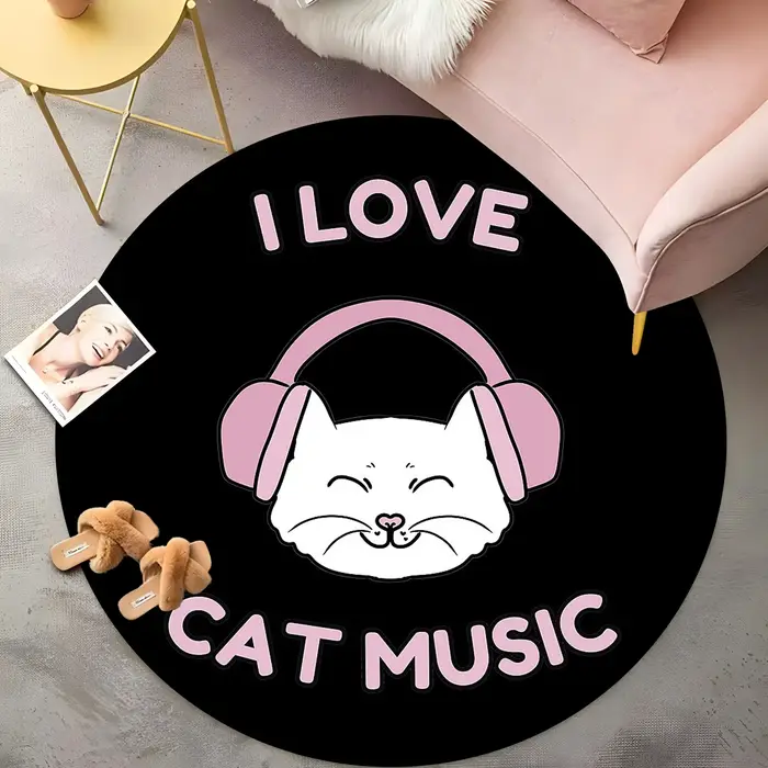 Tapis rond de musique personnalisé en flanelle douce