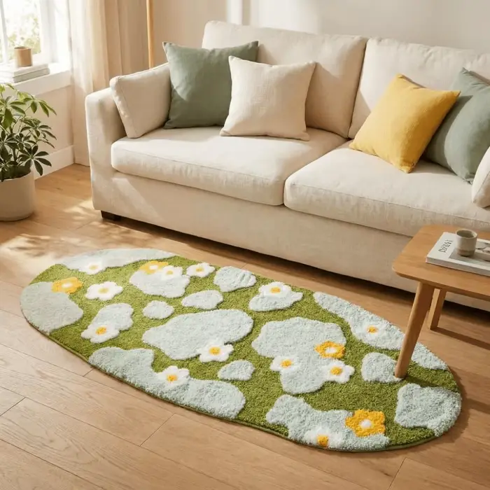 Tapis de décoration intérieure irrégulier en imitation cachemire