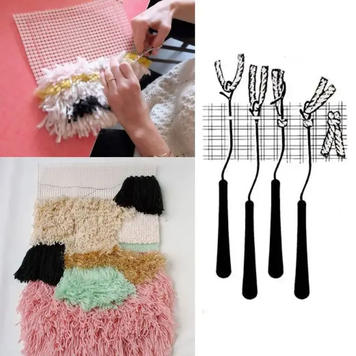 Crochet de tapis vierge en maille et toile