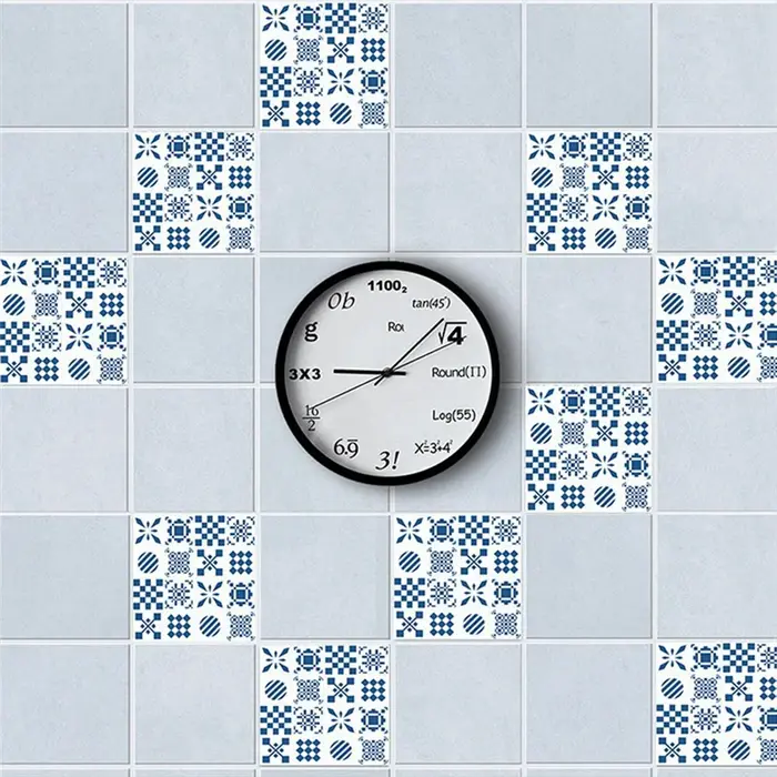 Carrelage géométrique bleu spécial, autocollant mural de décoration de sol pour cuisine, salle de ba