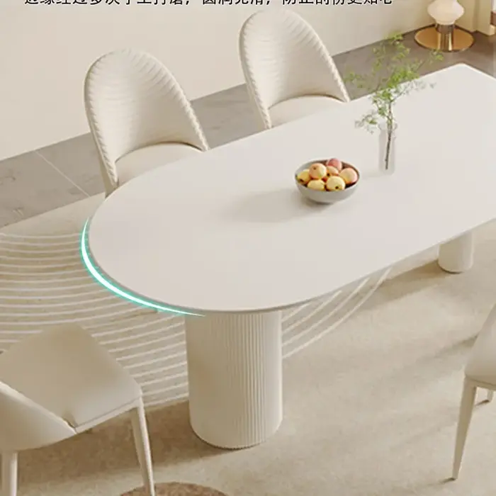 Table à manger moderne De luxe blanc nordique Vintage demi-cercle Table à manger étanche italie Conj