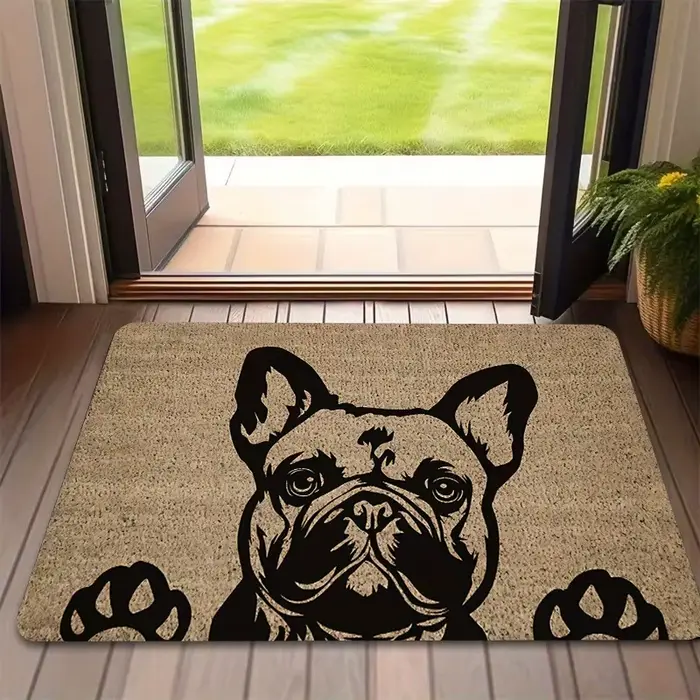 Paillasson extérieur moderne motif Bouledogue Français pour entrée de café boutique