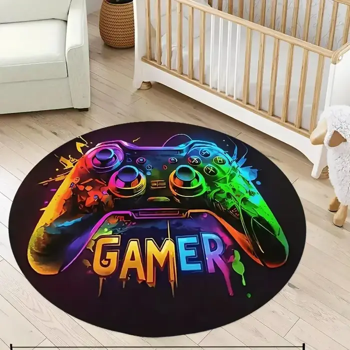 Tapis rond décontracté de jeu pour chambre de garçons, avec contrôleur, Design pour salle de jeux, d
