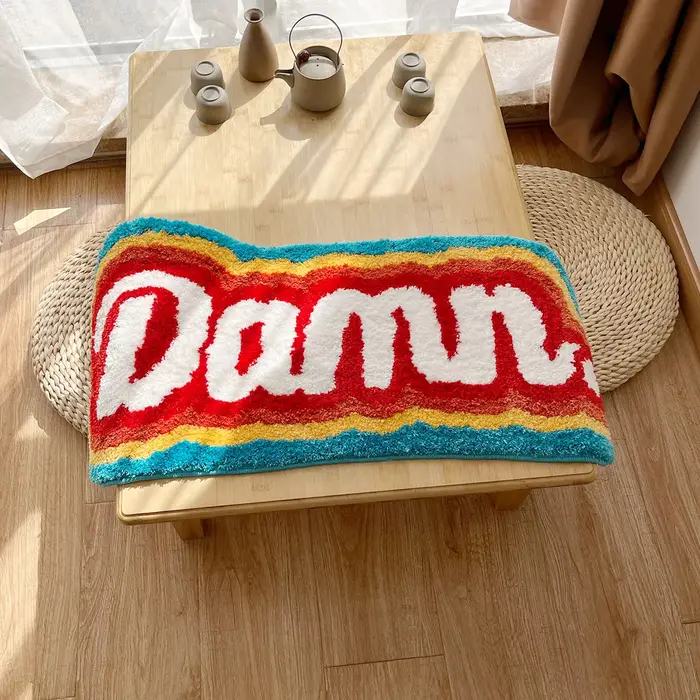 Lettre élément tapis arc-en-ciel moelleux touffeté