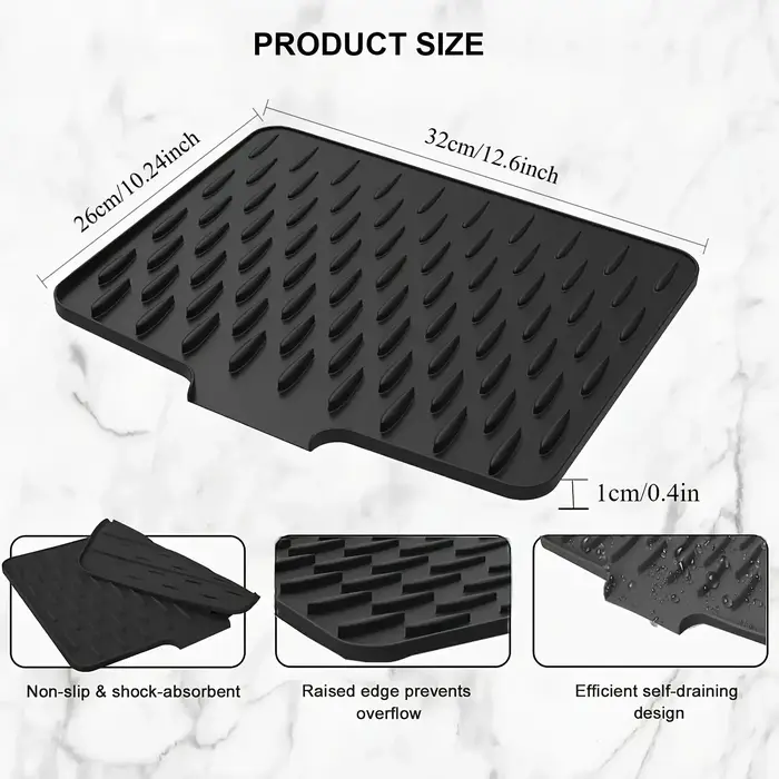 Tapis de drainage en silicone pour cuisine avec design