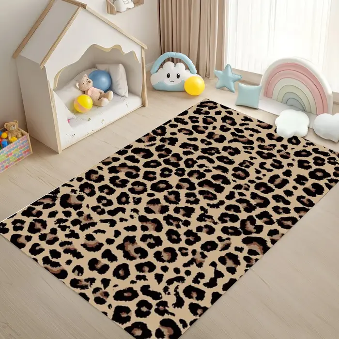 Tapis classique imprimé léopard, noir, blanc, marron, motif Animal, décoration de la maison pour sal