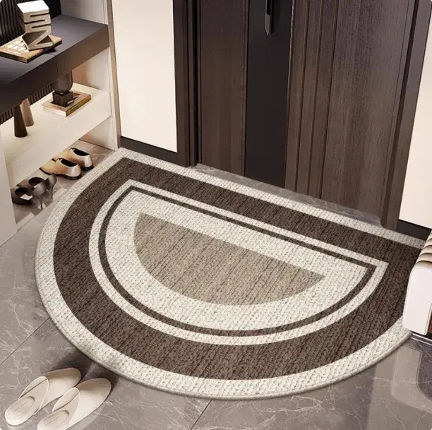 Tapis de porte demi-rond antidérapant pour entrée de maison, design moderne et minimaliste, bordure