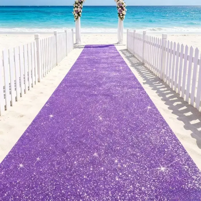 Tapis pailleté violet, idéal pour les mariages en extérieur ou en intérieur