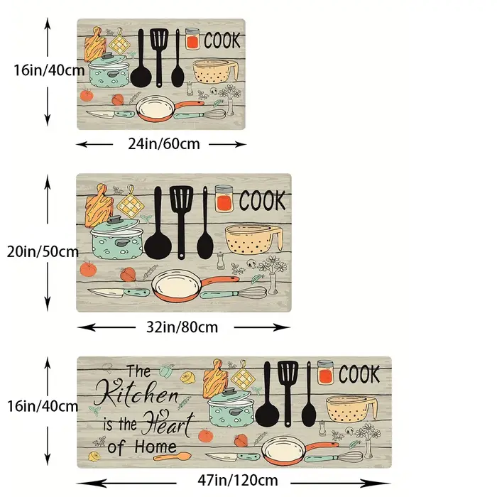 VIKAMA 1PC couteau de cuisine et fourchette thème tapis de sol