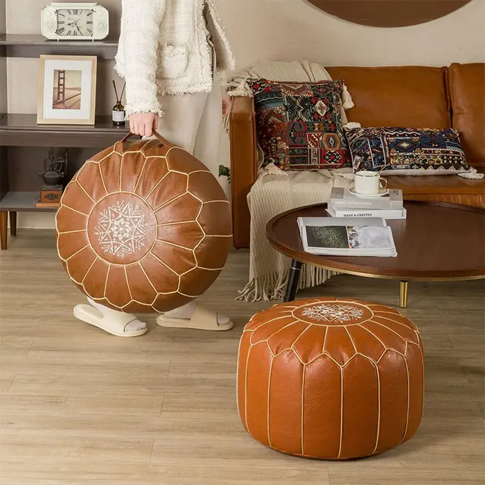 Pouf marocain en cuir PU