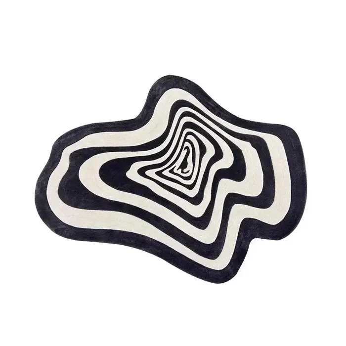 Tapis à rayures noires et blanches pour salon, tapis de table basse, tapis de bain, décoration chaud