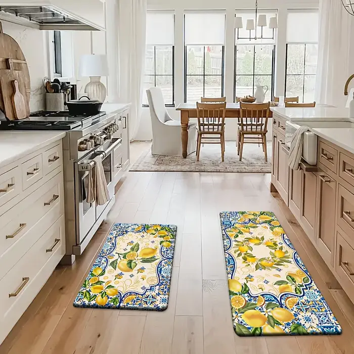 Tapis de cuisine antidérapant à motif citron pour salle à manger, entrée et buanderie, idéal pour le printemps et l'été