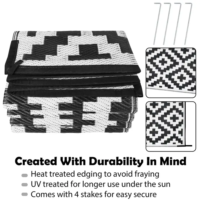 Grand Tapis de Paille en Plastique Pliable et Réversible