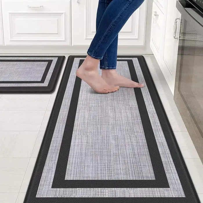 VIKAMA Tapis de cuisine rétro européen Long rectangulaire absorbant l'eau pour salles de bains