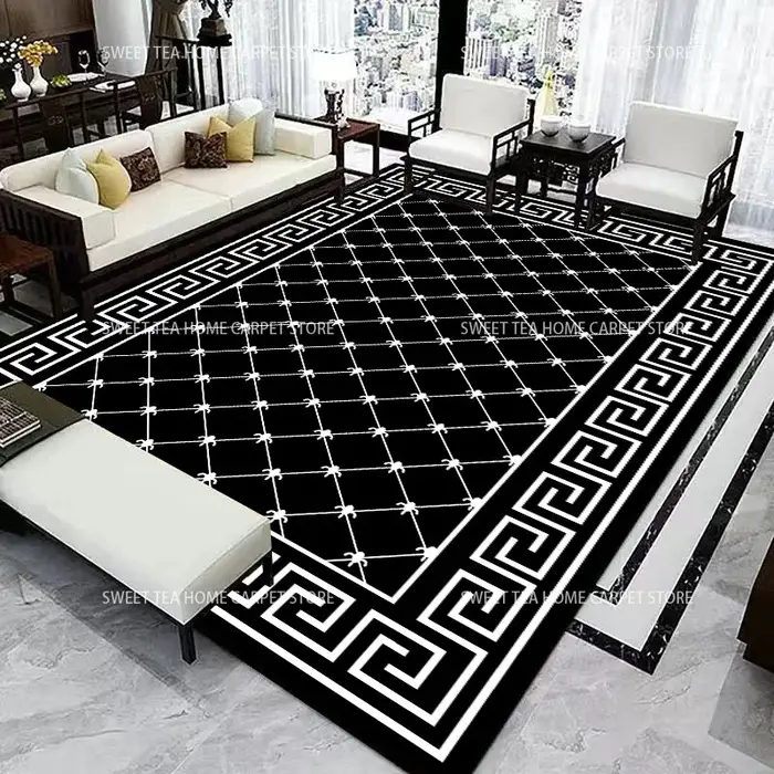 Tapis de salon de luxe nordique léger, tapis de chambre à coucher de style simplicité moderne, décor