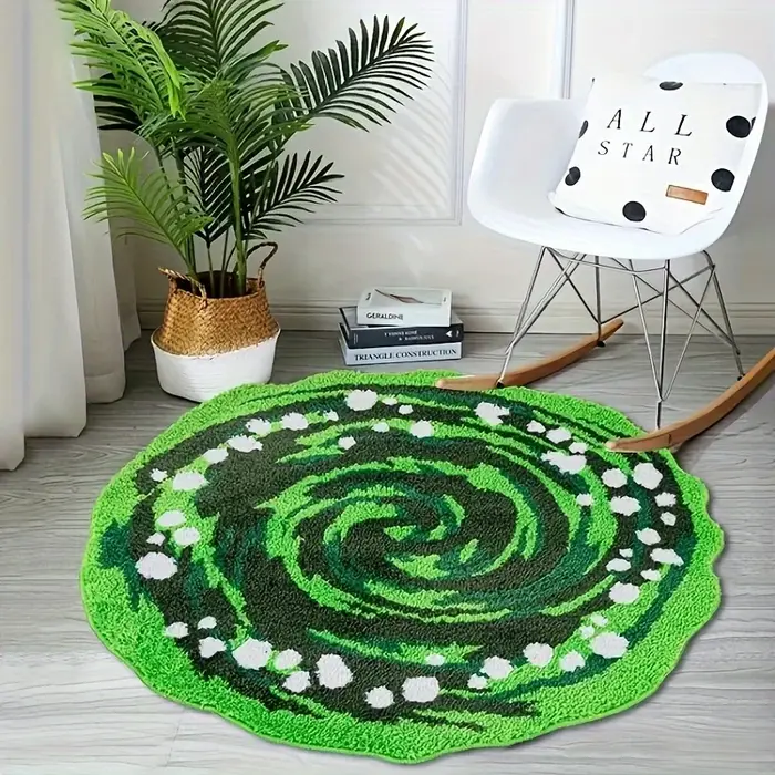 VIKAMA vert rond en peluche tapis pour salon chambre chevet