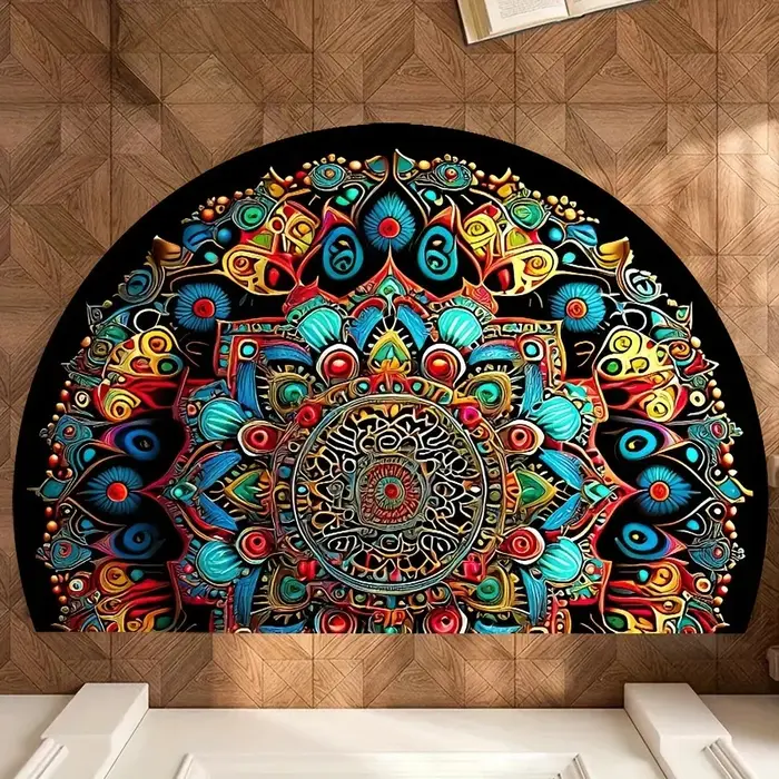 VIKAMA – tapis de sol à fleurs, demi-cercle imprimé, pour entrée, porte de salle de bain, résistant 